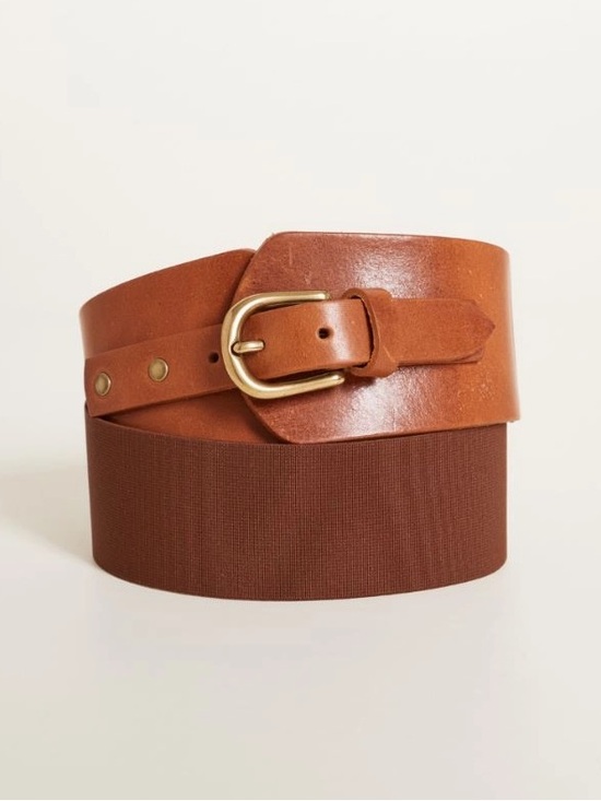 MaxMara Accessories - Intrend by Max Mara Shaped Wide Belt with Elastic Band Brown Sz: M